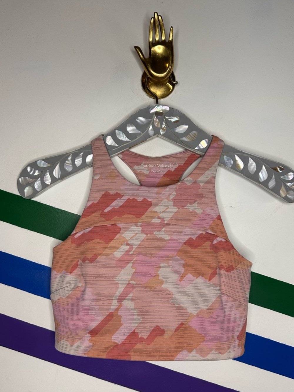 Outdoor Voices pink camo crop top size small